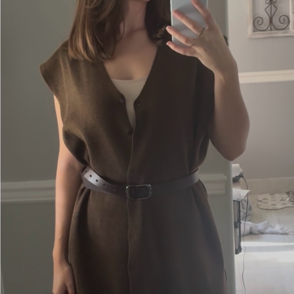 Vintage olive green button up knit